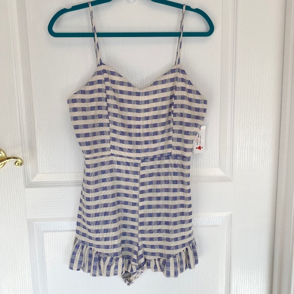 Red Dress Boutique Dresses & Skirts - NWT Red Dress Boutique Blue Plaid Ruffle Romper
